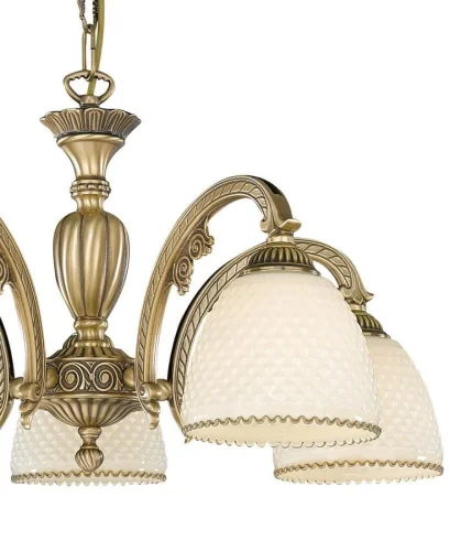 Люстра подвесная  L 7005/5 Reccagni Angelo белая на 5 ламп, основание античное бронза в стиле классический  фото 2